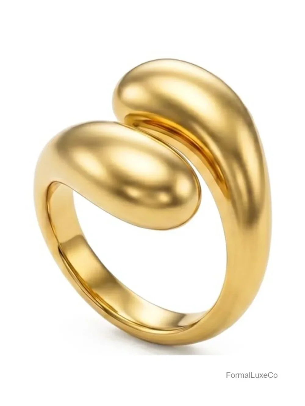14K Gold Plated Chunky Open Twist Statement Ring Women's Ring Hypoallergenic